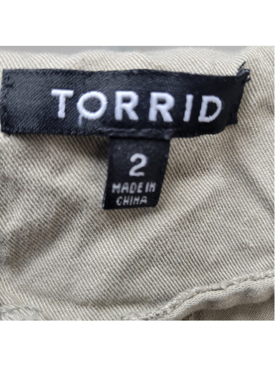 Torrid Women Open Front Olive Roll-Tab Slit-Back Hoodie 100% Rayon Jacket Size 2 - Picture 9 of 10